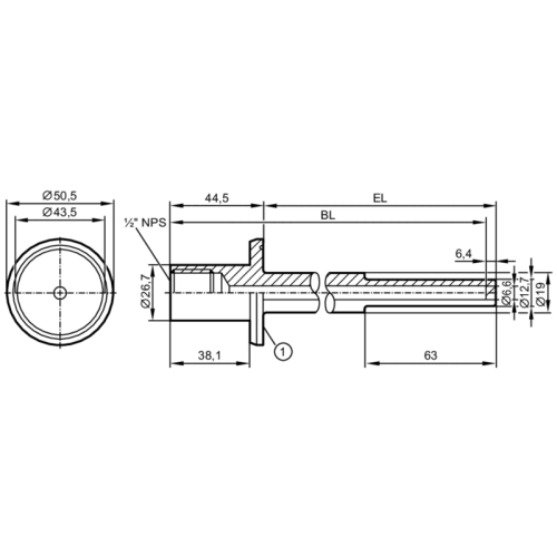 Защитная гильза с резьбой для датчиков температуры E37830