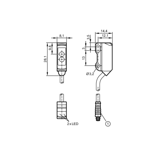 Однолучевой световой барьер - приёмник O8E203