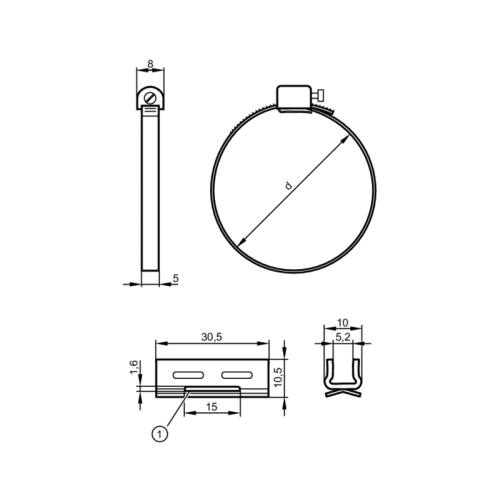 Крепежный хомут для круглых цилиндров E11977