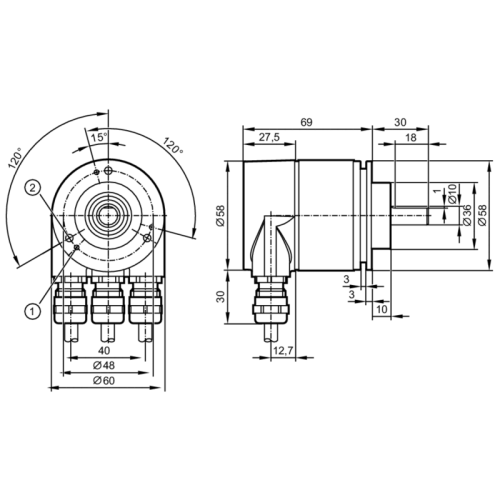 Абсолютный энкодер со сплошным валом RN3001 RN3001