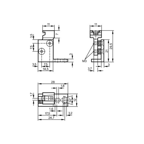 Крепеж для монтажа и тонкой юстировки лазерных датчиков E20975