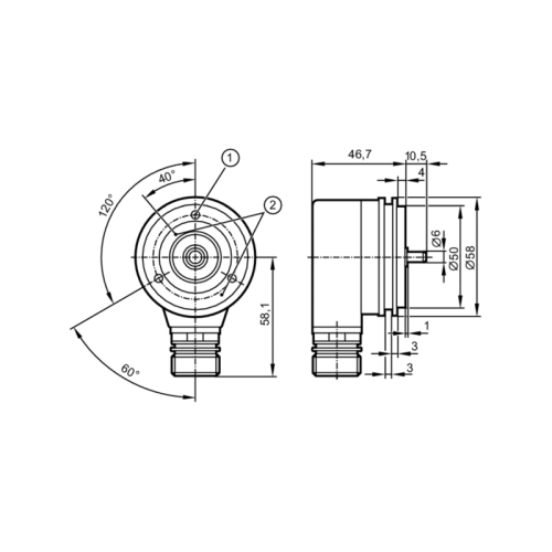 Инкрементальный энкодер со сплошным валом RU1125 RU1125