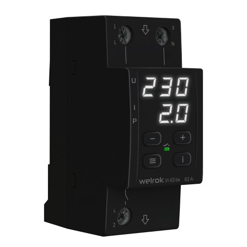 Реле напряжения с контролем тока Welrok VI-63 bk