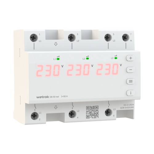 Реле напряжения Welrok D6-50 red