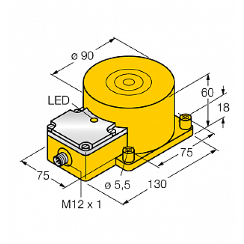 Индуктивный датчик TURCK NI100U-K90SR-VP4X2-H1141