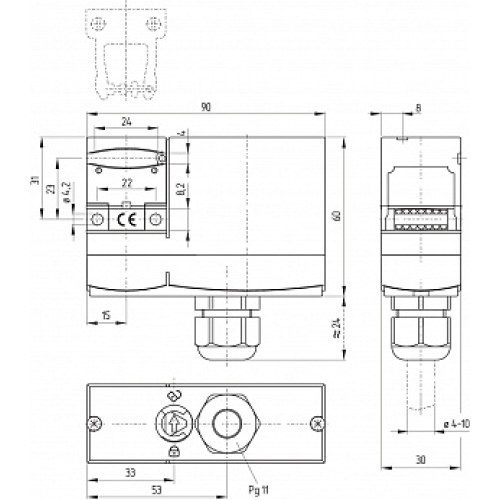 Дверной выключатель безопасности Schmersal AZM 170-02ZRI-B6R 24VAC/DC