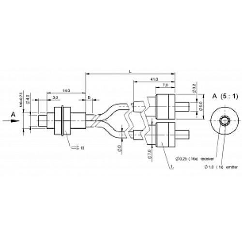 Оптоволоконный кабель Balluff BFO D22-XB-LB-EAK-15-SA1-0,5