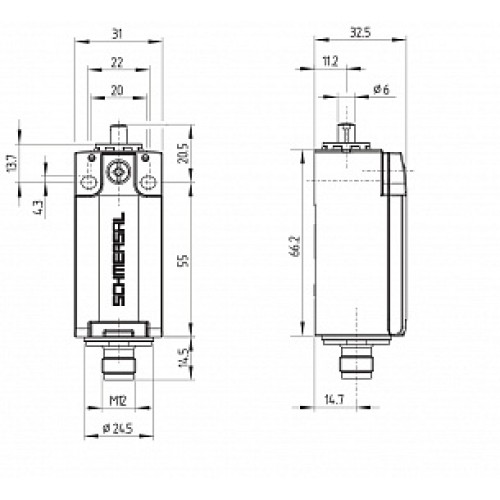 Kонцевой выключатель безопасности Schmersal PS215L-Z11A1-ST-R200-3015