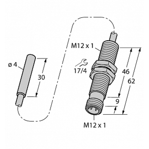 Индуктивный датчик TURCK BI1.5-EH04-0.3-M12-SIU-H1141