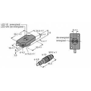 Индуктивный датчик TURCK NI1.5-KSR13R-2AD4X2-0.2-RS4.4T/S34