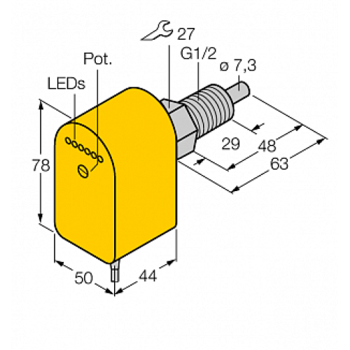 Датчик потока TURCK FCS-GL1/2A4P-VRX/24VDC 5M