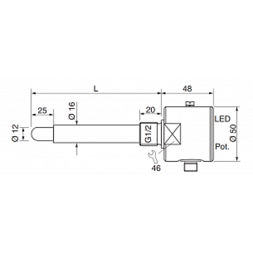 Емкостной датчик уровня EGE-Elektronik KFC 050 GSP-L100