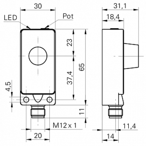 Ультразвуковой датчик предельного уровня Baumer UNDK 30P3703/S14