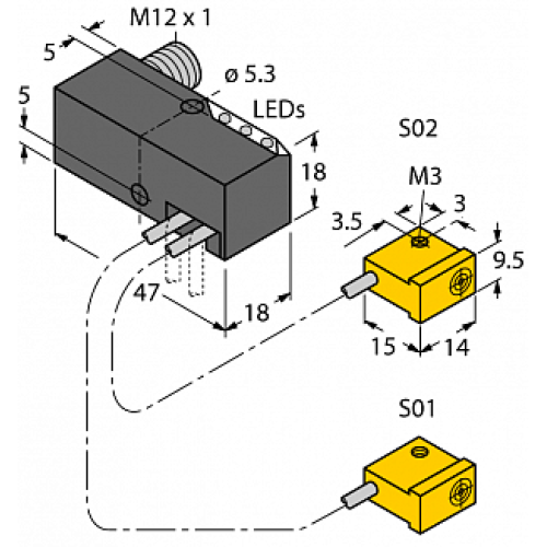 Индуктивный датчик TURCK NI2-Q9.5-AP6-0.1-FS4.4X3/S304